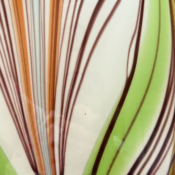 Murano Art Glass Vase Multicolor Bulbous Psychedelic Fluid Feather Striped Decor - Picture 14 of 16